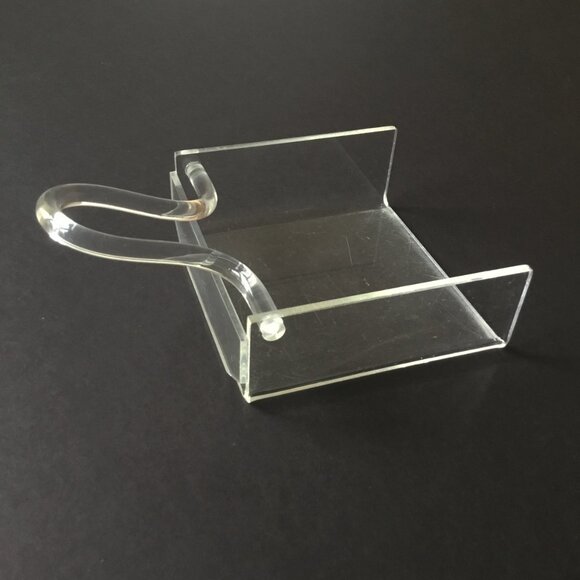 Vintage Mid-Century Modern Bent Lucite Clear Plastic Napkin Holder As-Is - Picture 5 of 14